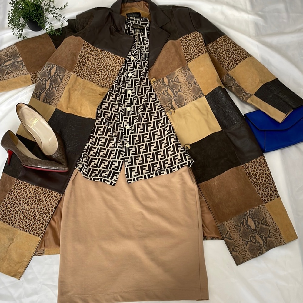 Via Accenti Pattern leather jacket